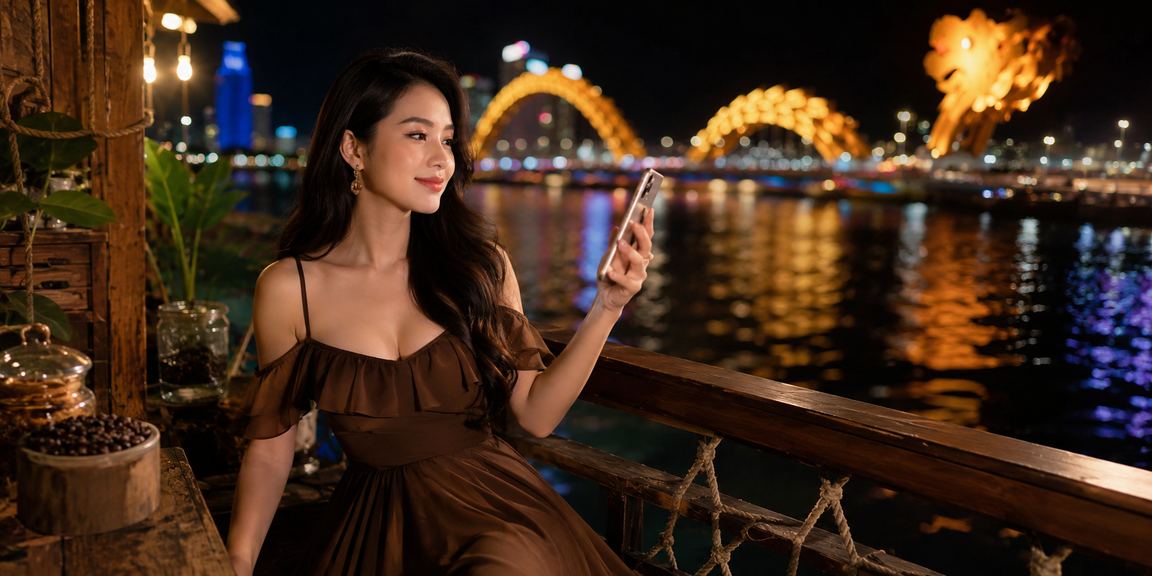 Người dùng Đà Nẵng thực hiện nạp tiền trên điện thoại tại quán cà phê