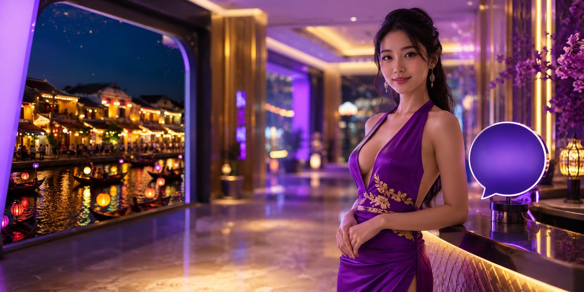Phố cổ Hội An về đêm với ánh đèn neon sôi động và không khí giải trí trực tuyến