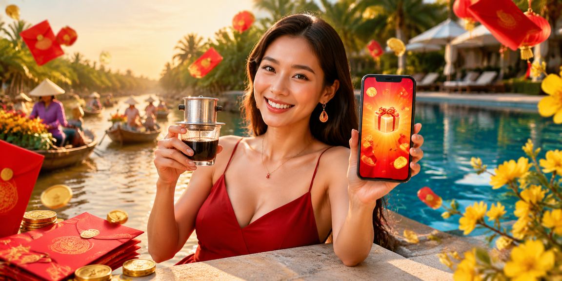 Không khí giải trí và thưởng tại vùng đồng bằng sông Cửu Long với bao lì xì đỏ truyền thống